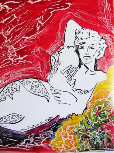 Pittura intitolato "Retrato Primavera" da Sara Raquel Sarangello, Opera d'arte originale, Inchiostro