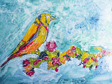 Peinture intitulée "birds" par Sara Raquel Sarangello, Œuvre d'art originale, Huile