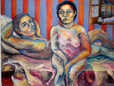 Painting titled "Intimidad" by Sara Raquel Sarangello, Original Artwork, Oil