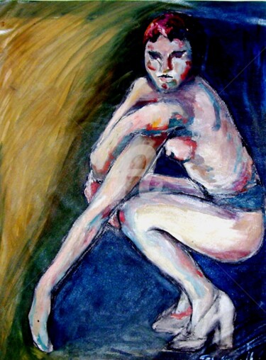 Malerei mit dem Titel "Regard de femme." von Sara Raquel Sarangello, Original-Kunstwerk, Andere