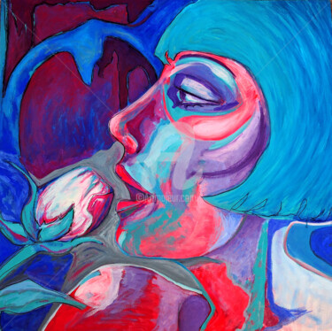 Pittura intitolato "LA ROSA erotic art" da Sara Raquel Sarangello, Opera d'arte originale, Olio