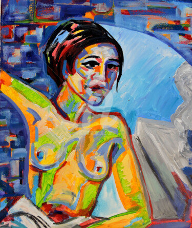 Painting titled "Femme nude" by Sara Raquel Sarangello, Original Artwork, Acrylic