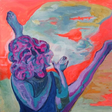 Peinture intitulée "Beach woman." par Sara Raquel Sarangello, Œuvre d'art originale, Huile