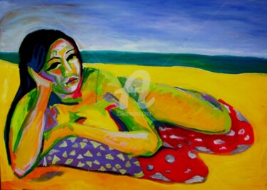 Картина под названием "Homenaje a gauguin" - Sara Raquel Sarangello, Подлинное произведение искусства, Масло