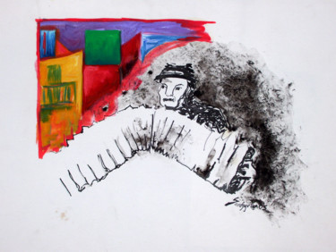 Painting titled "Tango Accordéon" by Sara Raquel Sarangello, Original Artwork, Ink