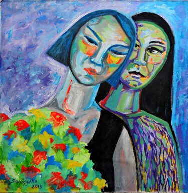 Pittura intitolato "Spring love femme" da Sara Raquel Sarangello, Opera d'arte originale, Acrilico