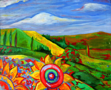 Peinture intitulée "Paisaje de primavera" par Sara Raquel Sarangello, Œuvre d'art originale, Huile