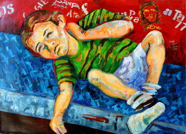 Painting titled "Le petit garçon." by Sara Raquel Sarangello, Original Artwork, Oil
