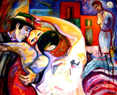 Painting titled "Tango dance music" by Sara Raquel Sarangello, Original Artwork, Oil