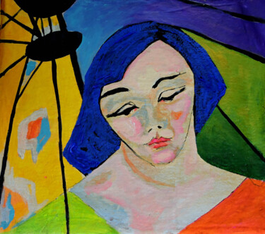 Pintura titulada "Woman with an umbre…" por Sara Raquel Sarangello, Obra de arte original, Oleo