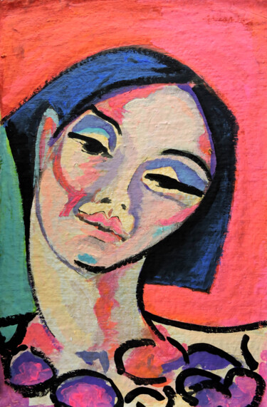 Painting titled "Portrait de femme" by Sara Raquel Sarangello, Original Artwork, Oil