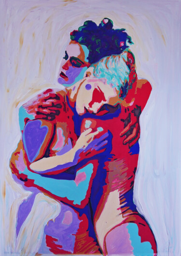 Painting titled "Femme- Eternal hugs…" by Sara Raquel Sarangello, Original Artwork, Oil