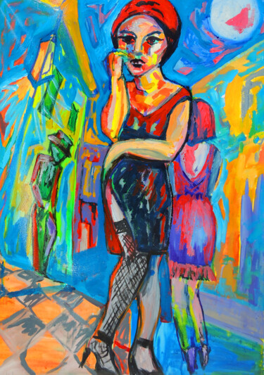 Painting titled "Tango night music" by Sara Raquel Sarangello, Original Artwork, Oil