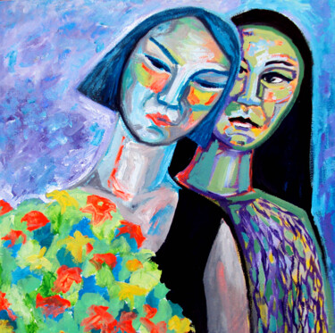 Painting titled "Printemps, Fleurs p…" by Sara Raquel Sarangello, Original Artwork, Oil