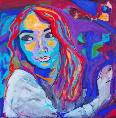 Painting titled "Emily vous regarde." by Sara Raquel Sarangello, Original Artwork, Oil