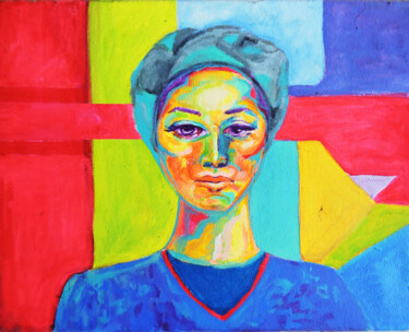 Painting titled "Frida femme" by Sara Raquel Sarangello, Original Artwork, Oil