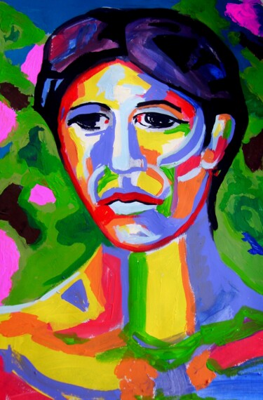 Painting titled "Portrait d'homme" by Sara Raquel Sarangello, Original Artwork, Acrylic