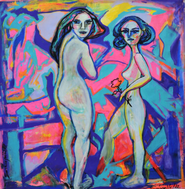 Painting titled "Les muses volent da…" by Sara Raquel Sarangello, Original Artwork, Oil