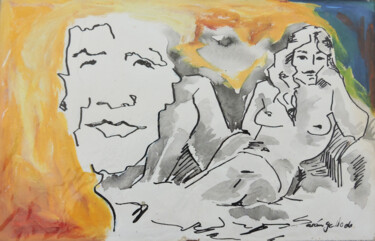 Картина под названием "Love, relax." - Sara Raquel Sarangello, Подлинное произведение искусства, Масло
