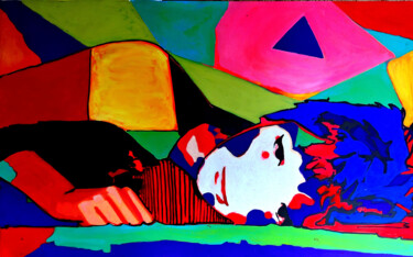 Painting titled "Femme relaxante" by Sara Raquel Sarangello, Original Artwork, Acrylic