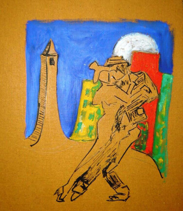 Pittura intitolato "Tango night" da Sara Raquel Sarangello, Opera d'arte originale, Olio
