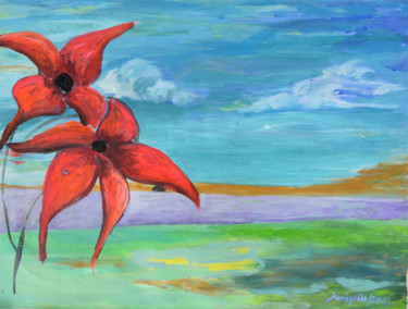Картина под названием "FLOWERS AMAPOLAS" - Sara Raquel Sarangello, Подлинное произведение искусства, Масло