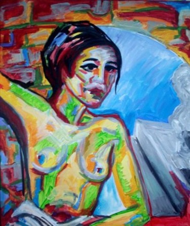 Pittura intitolato "NUDE MARÍA" da Sara Raquel Sarangello, Opera d'arte originale, Acrilico