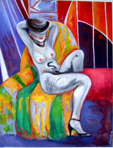 Peinture intitulée "Relax  nude" par Sara Raquel Sarangello, Œuvre d'art originale, Huile