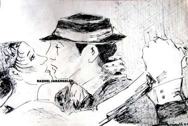 Рисунок под названием "Amores de tango" - Sara Raquel Sarangello, Подлинное произведение искусства, Чернила