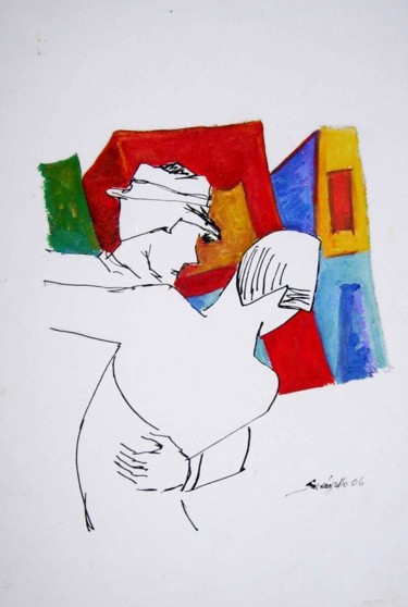 Картина под названием "Tango dance" - Sara Raquel Sarangello, Подлинное произведение искусства, Чернила