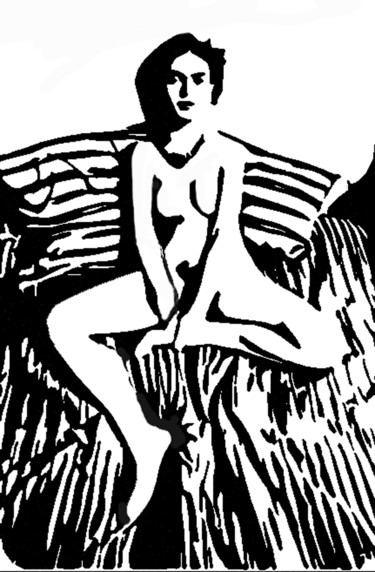 Disegno intitolato "naked-nude-raquel-s…" da Sara Raquel Sarangello, Opera d'arte originale, Inchiostro