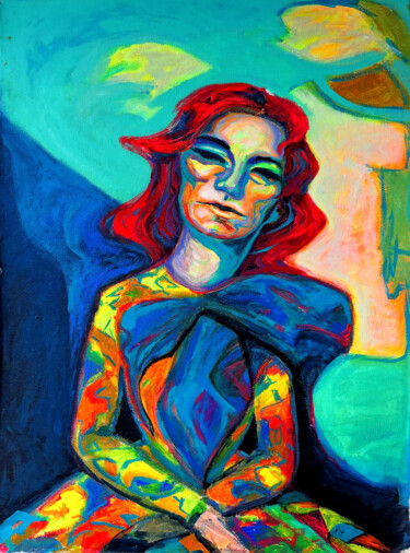 Painting titled "The woman with the…" by Sara Raquel Sarangello, Original Artwork, Oil