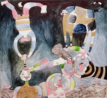 제목이 "Les acrobates et le…"인 미술작품 Sara Picazo로, 원작, 수채화