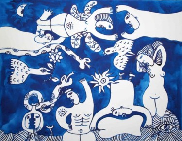 Disegno intitolato "La libellule" da Sara Picazo, Opera d'arte originale