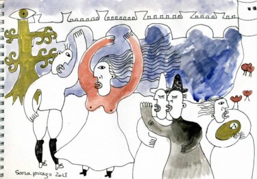 Disegno intitolato "dessin aquarelle ar…" da Sara Picazo, Opera d'arte originale