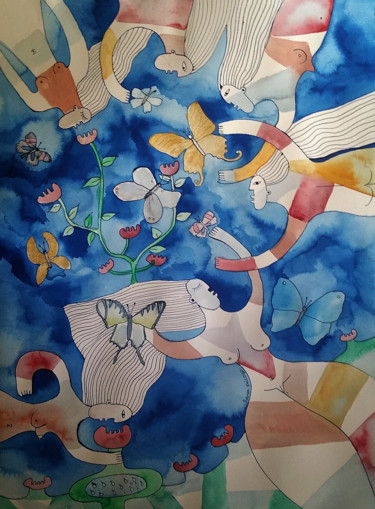 Dessin intitulée "les papillons" par Sara Picazo, Œuvre d'art originale, Autre
