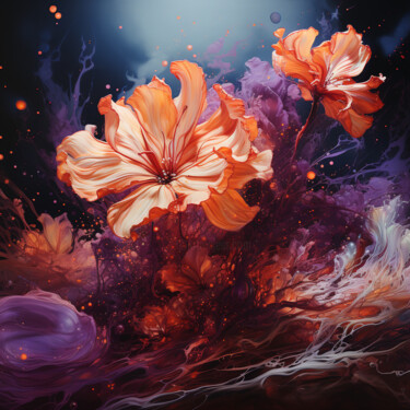 Digital Arts titled "Fancy flowers-2" by Saras, Original Artwork, Digital Painting
