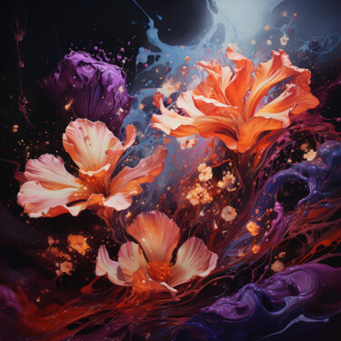 Digitale Kunst mit dem Titel "Fancy flowers-5" von Saras, Original-Kunstwerk, Digitale Malerei