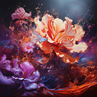 Arts numériques intitulée "Fancy flowers-6" par Saras, Œuvre d'art originale, Image générée par l'IA