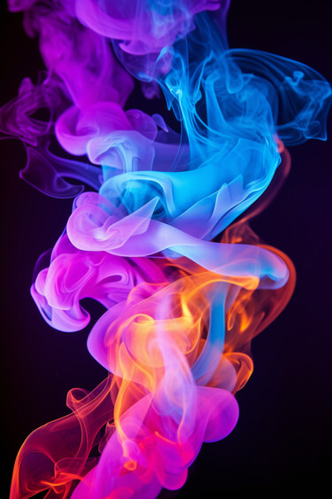Цифровое искусство под названием "Colored smoke on a…" - Saras, Подлинное произведение искусства, Изображение, сгенерированн…