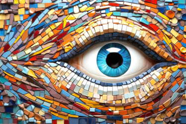 Grafika cyfrowa / sztuka generowana cyfrowo zatytułowany „Eye in a mosaic 1” autorstwa Saras, Oryginalna praca, Obraz genero…