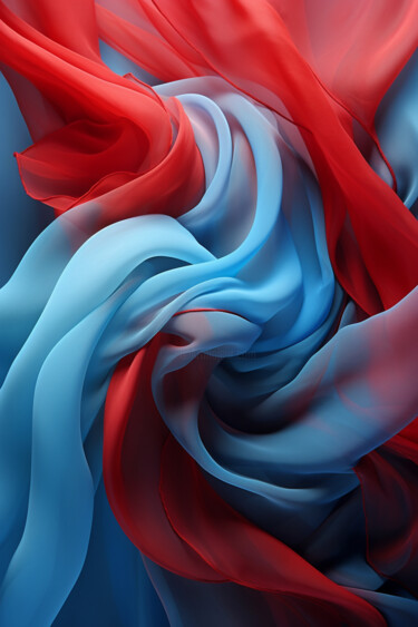 Цифровое искусство под названием "Floating blue-red s…" - Saras, Подлинное произведение искусства, Цифровая живопись