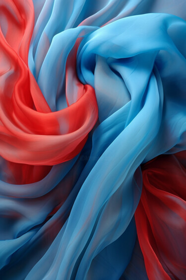 Arts numériques intitulée "Floating blue-red s…" par Saras, Œuvre d'art originale, Image générée par l'IA