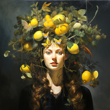 Digital Arts με τίτλο "Girl in lemons 3" από Saras, Αυθεντικά έργα τέχνης, Εικόνα που δημιουργήθηκε με AI