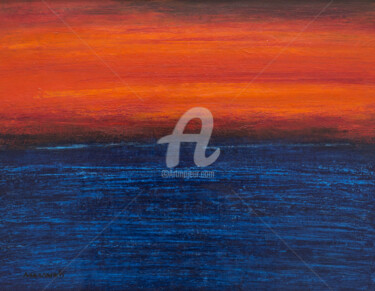 Painting titled "orange-blue-scape.j…" by Saraswati P., Original Artwork, Acrylic