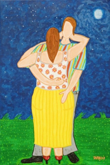 Pintura intitulada "Dança Nocturna" por Sara Vieira, Obras de arte originais, Óleo