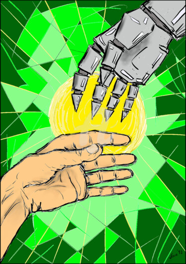 Digitale Kunst mit dem Titel "041 Helping Hand" von Sarawonder Artist, Original-Kunstwerk, Digitale Malerei