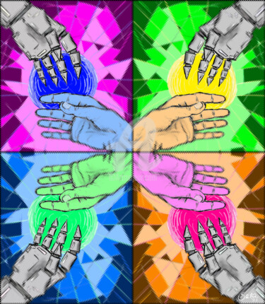 Digital Arts titled "041 Helping Hand x4" by Sarawonder Artist, Original Artwork, Digital Painting
