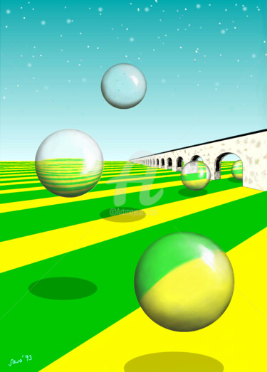 Digital Arts titled "Five Spheres" by Sarawonder Artist, Original Artwork, Digital Painting