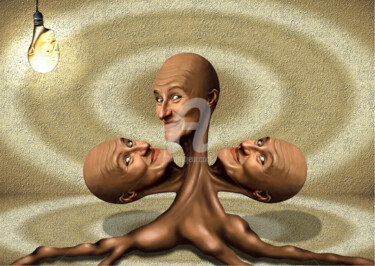 Digital Arts titled "Three Heads" by Sarawonder Artist, Original Artwork, Digital Painting